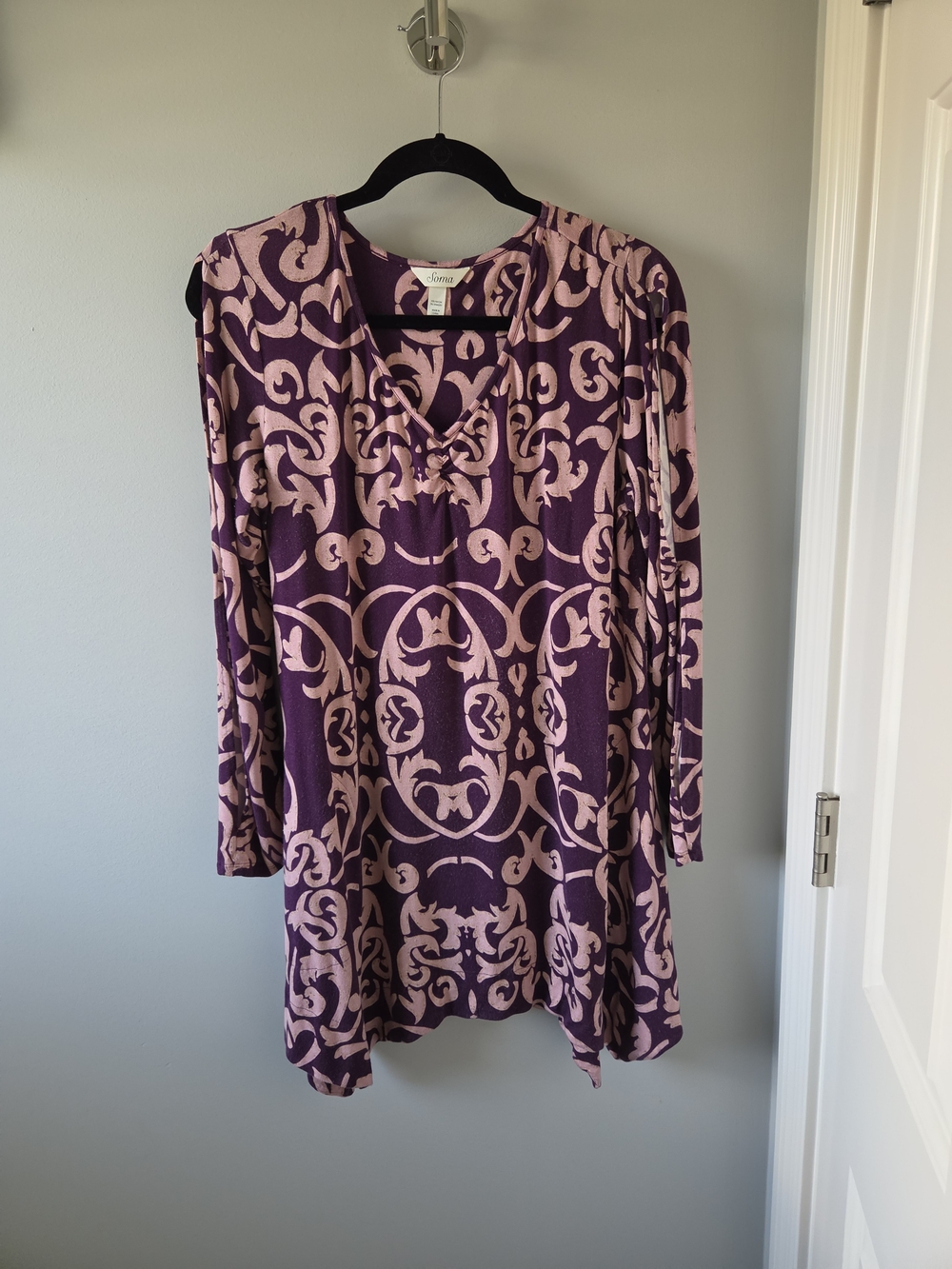 Purple & Light Pink Patterned Long Sleeve Tunic